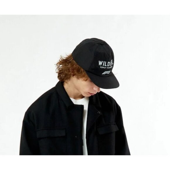 Wildside X Formula 1 Yohji Yamamoto Embroidered Snapback Hat Black Unisex NWT - Picture 2 of 3